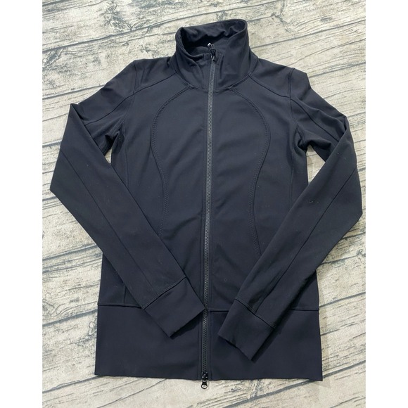 Lululemon‎ Womens 8 Nice Asana Full Zip Jacket Black Athlesiure Zip Pockets - Picture 3 of 12